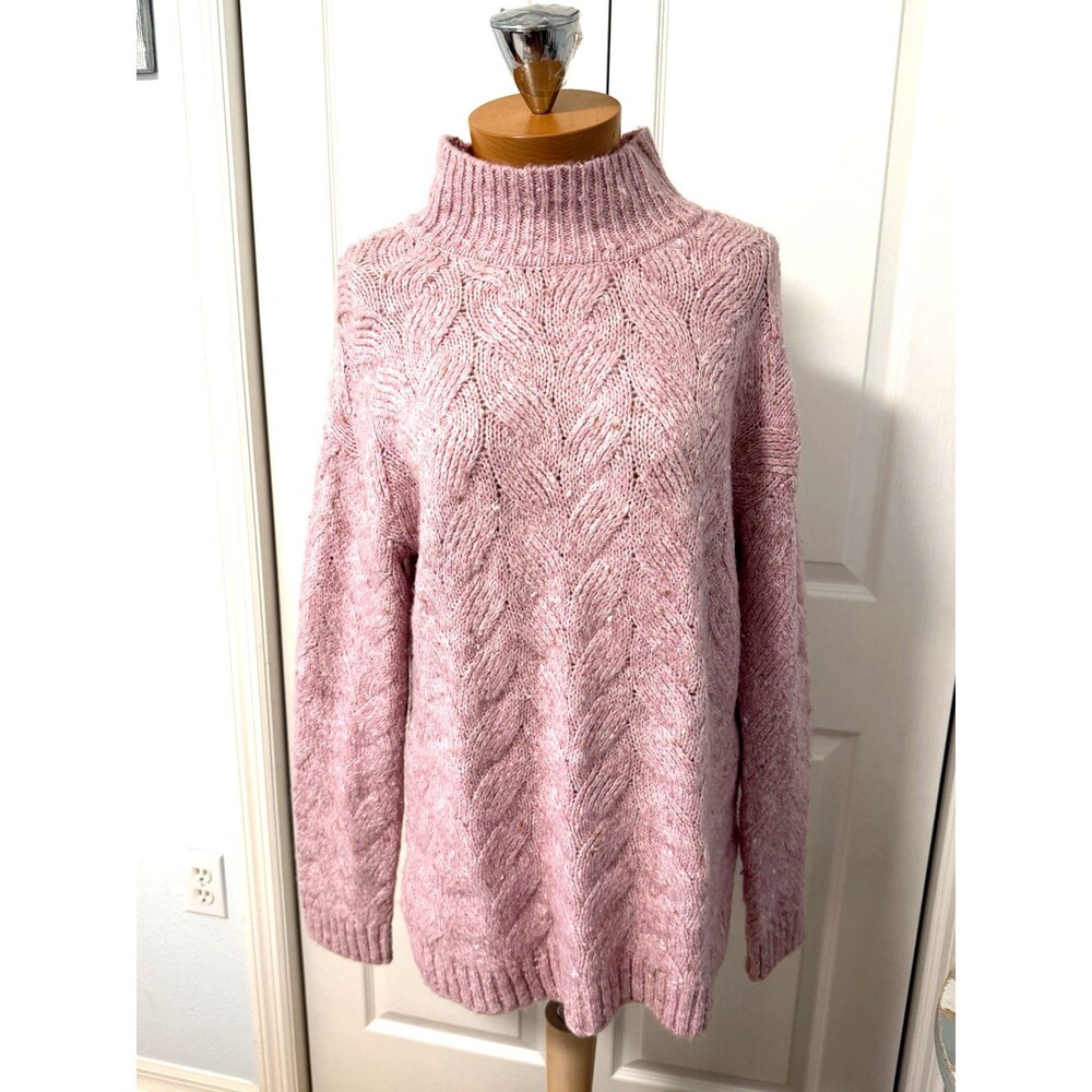 NWT Joie Pink Cable Knit Turtleneck Pullover Sweater Long Sleeve Women’s MEDIUM